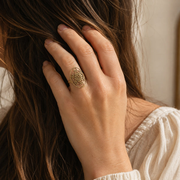 Bague Géométrie Sacrée – Fleur de Vie ou Cube de Métatron (modulable)