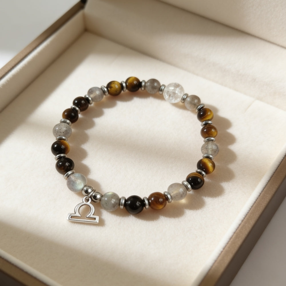 Bracelet Signe Balance – Œil de Tigre & Labradorite