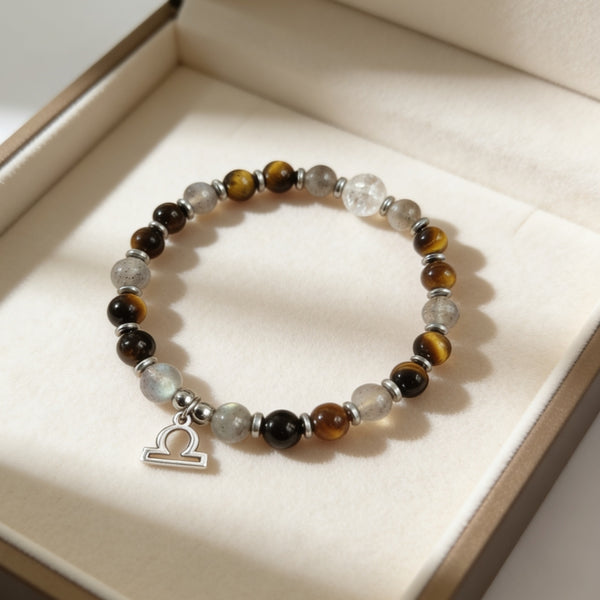 Bracelet Signe Balance – Œil de Tigre & Labradorite