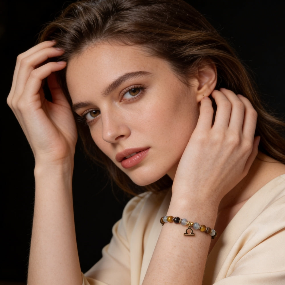 Bracelet Signe Balance – Œil de Tigre & Labradorite