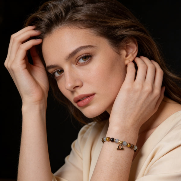 Bracelet Signe Balance – Œil de Tigre & Labradorite
