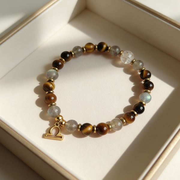 Bracelet Signe Balance – Œil de Tigre & Labradorite