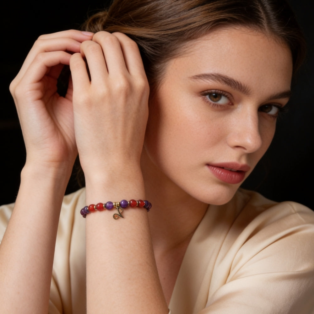 Bracelet Signe Bélier – Améthyste & Cornaline