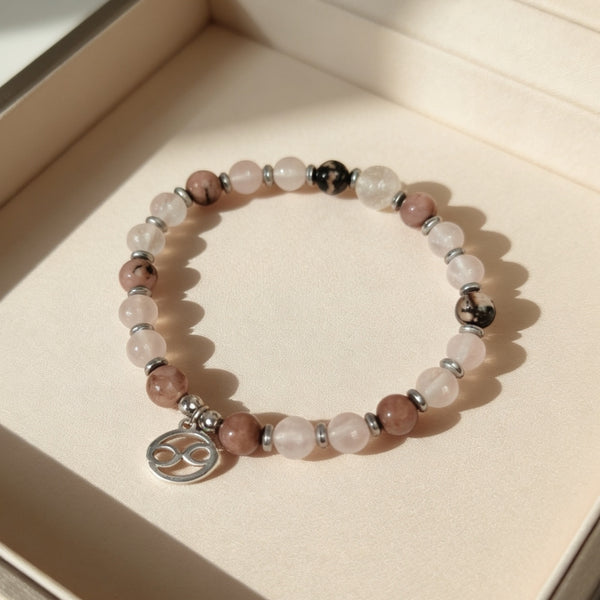 Bracelet Signe Cancer – Rhodonite & Quartz Rose