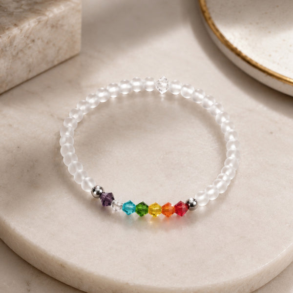 Bracelet Harmonie des 7 Chakras – Cristal de Roche Mat