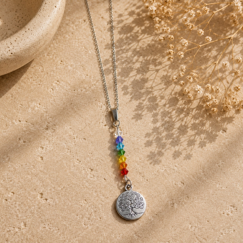 Collier Arbre de Vie – Cristaux Swarovski 7 Chakras