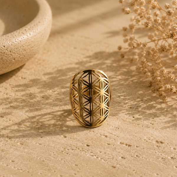 Bague Géométrie Sacrée – Fleur de Vie ou Cube de Métatron (modulable)
