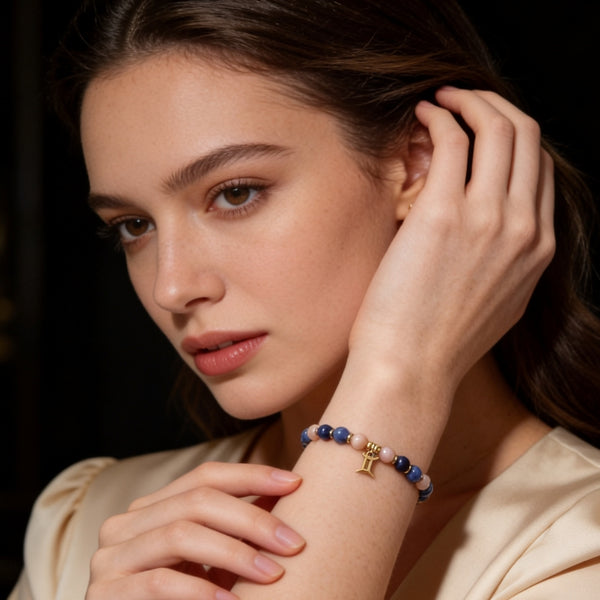 Bracelet Signe Gémeaux – Pierre de Lune Rose & Sodalite