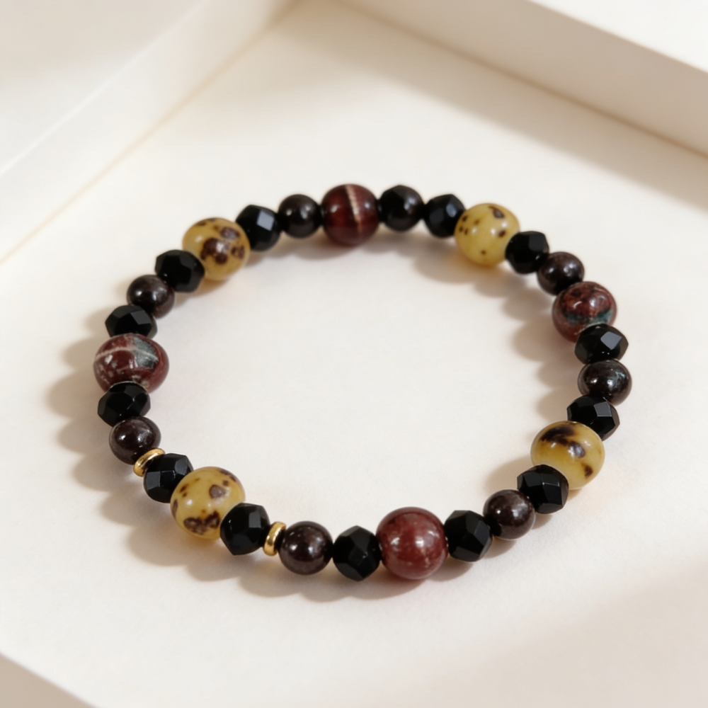 Bracelet Grenat, Céramique & Cristaux d’Autriche