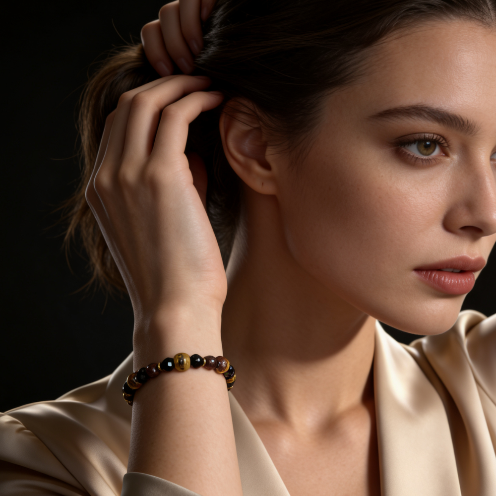 Bracelet Grenat, Céramique & Cristaux d’Autriche