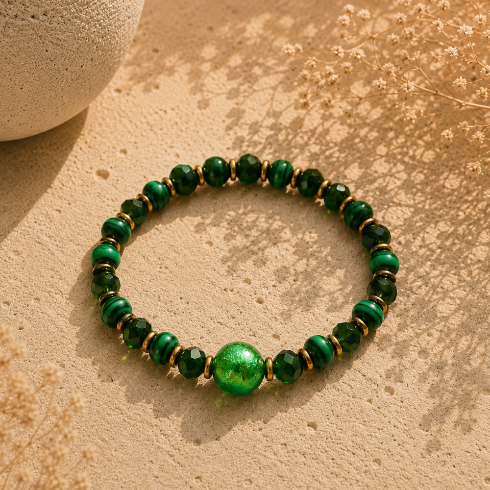 Bracelet Renouveau Éclatant – Malachite & Murano