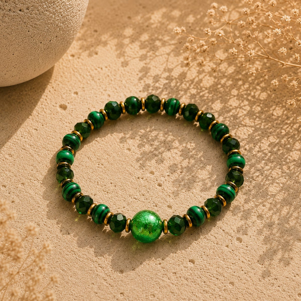 Bracelet Renouveau Éclatant – Malachite & Murano
