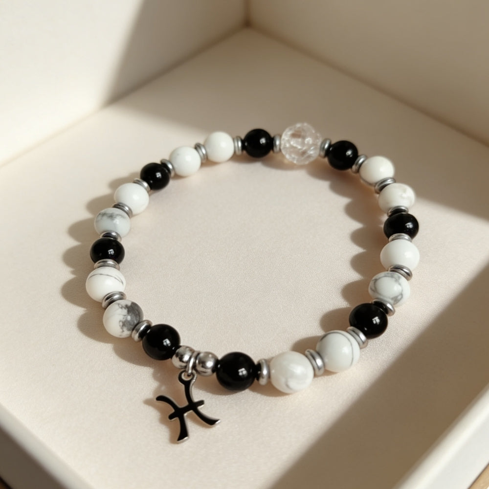 Bracelet Signe Poissons – Tourmaline & Howlite