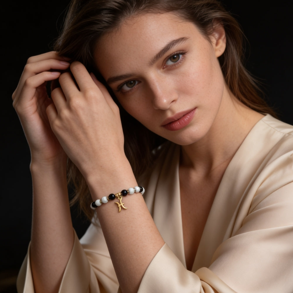Bracelet Signe Poissons – Tourmaline & Howlite