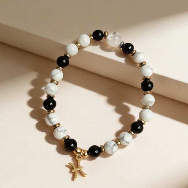 Bracelet Signe Poissons – Tourmaline & Howlite