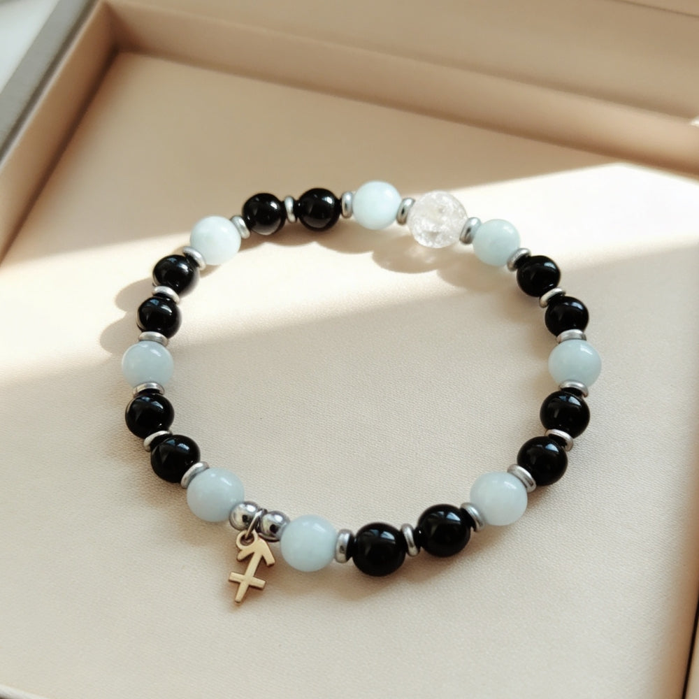 Bracelet Signe Sagittaire – Aigue-Marine & Tourmaline