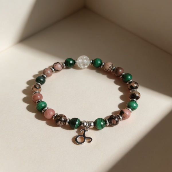 Bracelet Signe Taureau – Malachite & Rhodonite