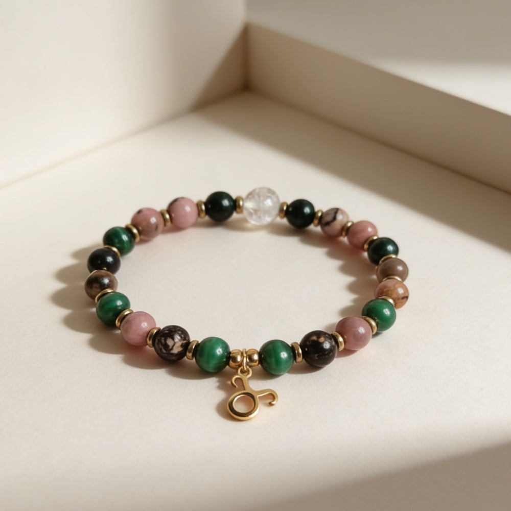 Bracelet Signe Taureau – Malachite & Rhodonite