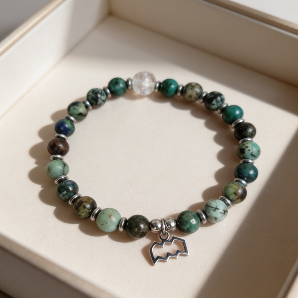 Bracelet Signe Verseau – Azurite Malachite & Turquoise d’Afrique