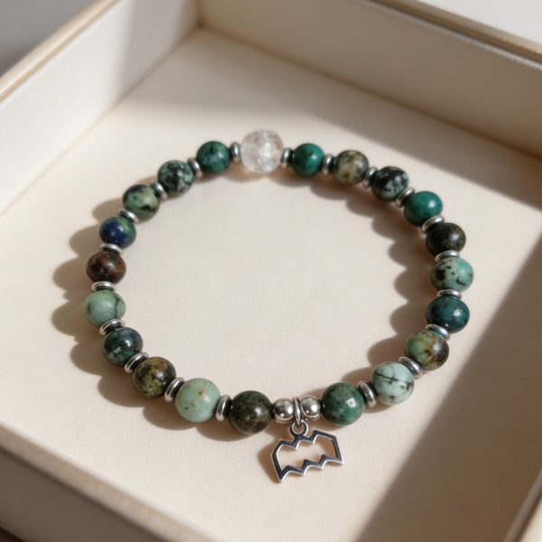 Bracelet Signe Verseau – Azurite Malachite & Turquoise d’Afrique