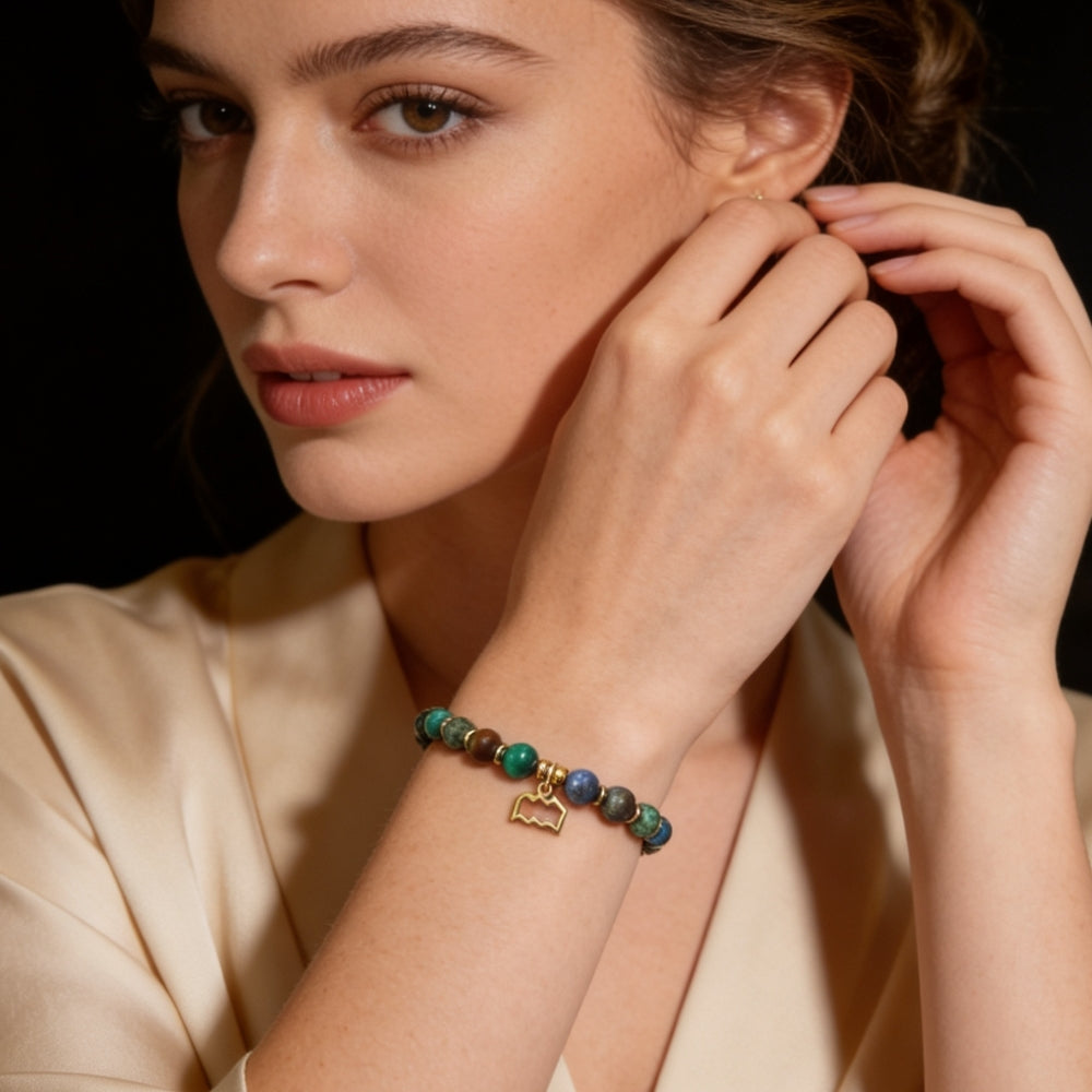 Bracelet Signe Verseau – Azurite Malachite & Turquoise d’Afrique